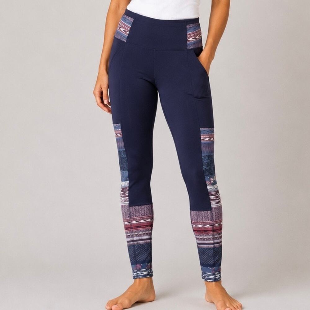 PRANA‎ | Printed Pocket Yoga Leggings Boho Navy Purple | Women’s Small